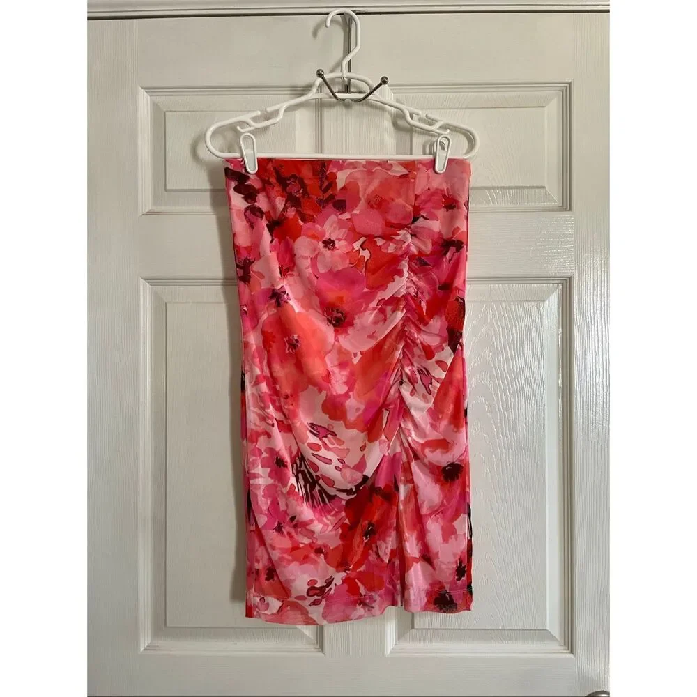 Nine West Medium Women’s Pencil Skirt Floral Bloom Pink Black